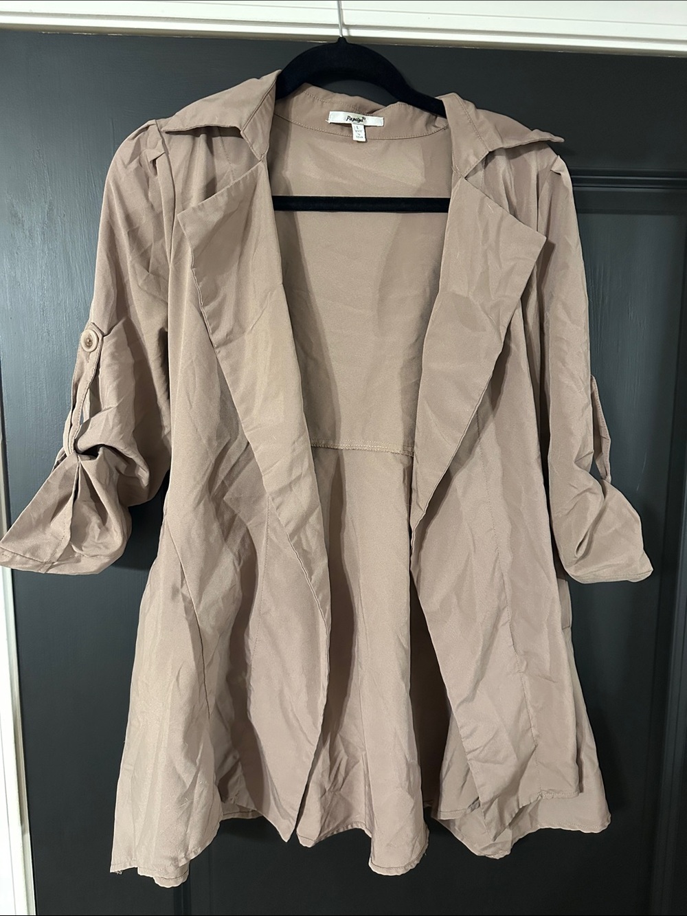 Papaya Taupe Open-Front Trench Coat